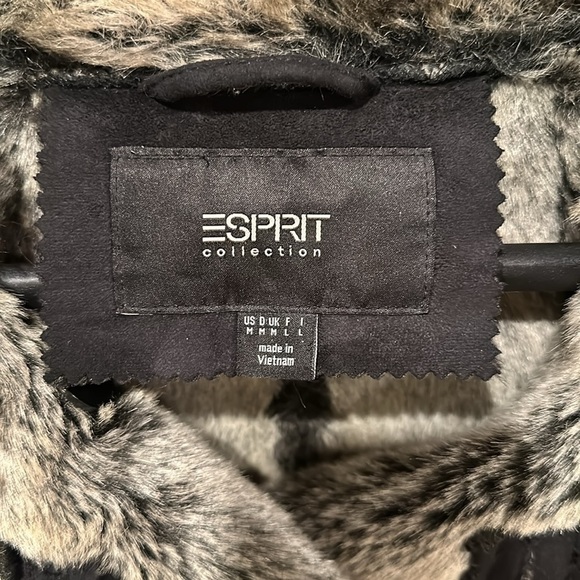 Espirit Collection faux fur suede button up winter coat size medium - Picture 6 of 11
